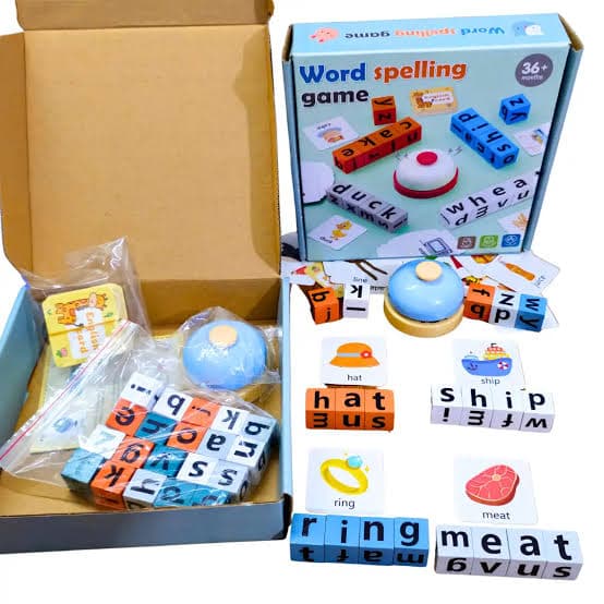 Kids Wooden English Word Spelling Game with Bell & Flash Cards image 3