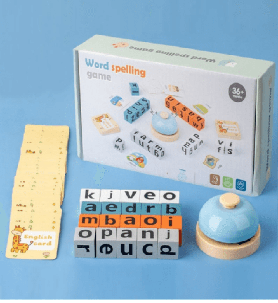 Kids Wooden English Word Spelling Game with Bell & Flash Cards image 4